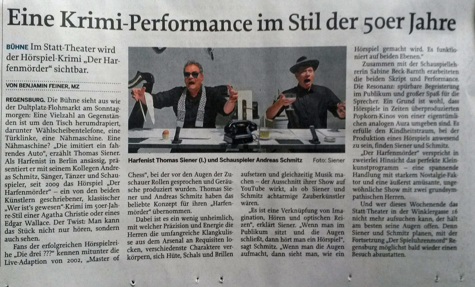 Harfemörder, ﻿Mittelbayrische Zeitung Regensburg, 2016 Kritik